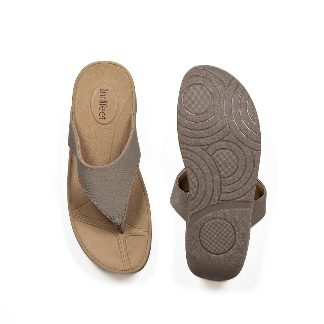 Indifeet Thong Sandals for Women Woman Stylish Flats Slippers Ladies Daily Use Flat Footwear Womens Fancy Chappal Foot Wear Women’s Comfortable Sandal Slipper Girls Latest Soft Chappals Light Grey UK8