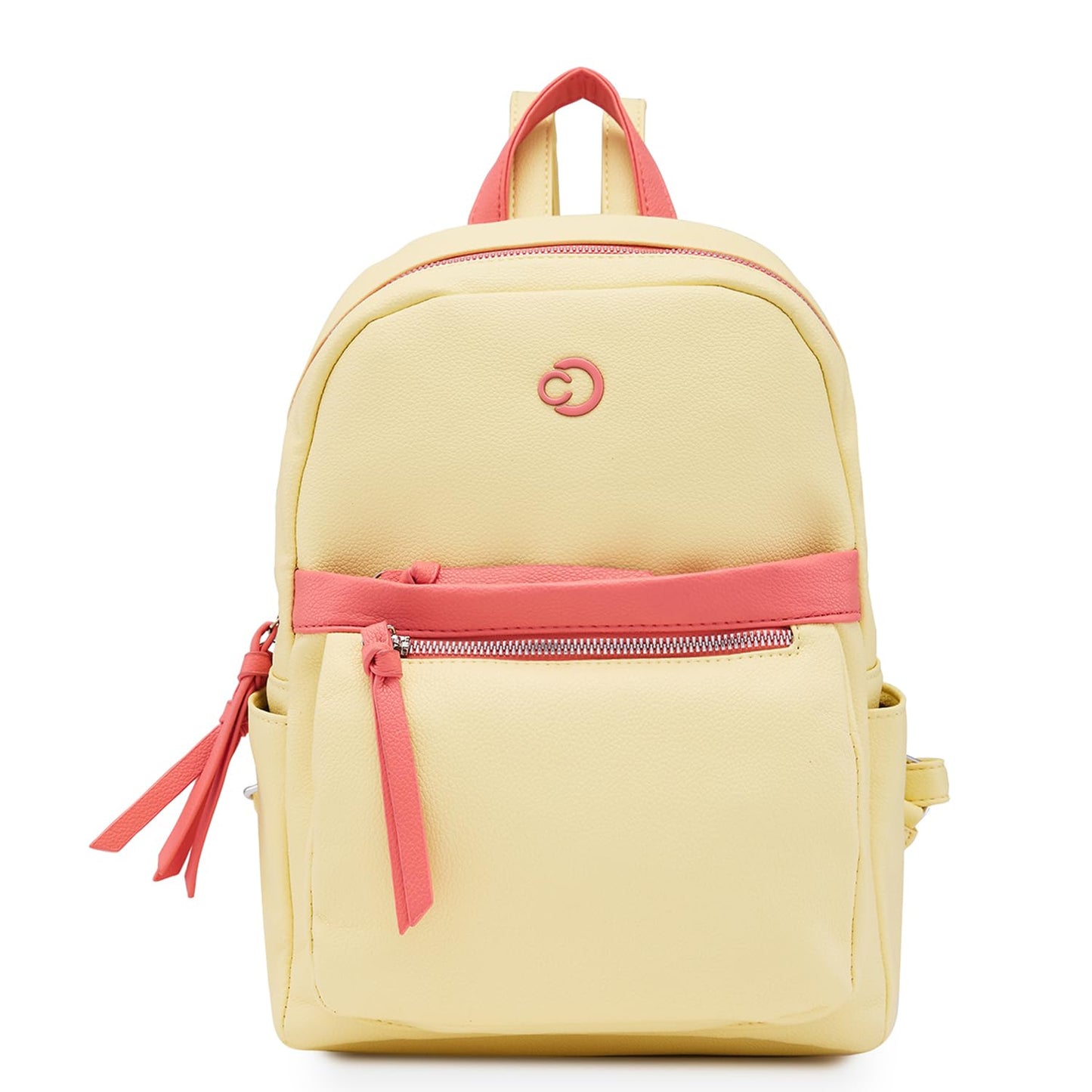Caprese Sia Fashion Backpack Light Yellow Chic Backpack with Multiple compartments, Front/Side Pockets, Ideal for College, Travel and Daily use