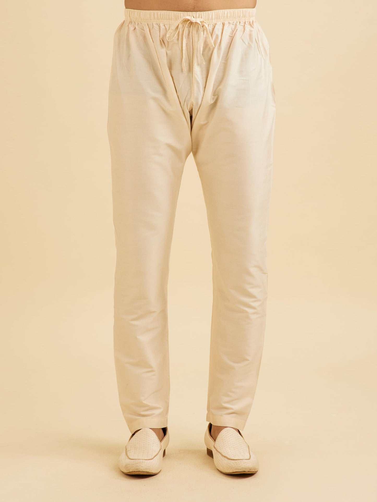 Manyavar Men's Brocade Self Design| Stone Work Kurta Set (Blue,L)