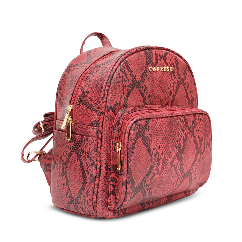 Caprese Draco Casual Backpack, Small | Fashion Backpack for Women with Adjustable Strap & Secure Zip Closure | Spacious, Versatile for Everyday Outings and Travel (Burgundy)