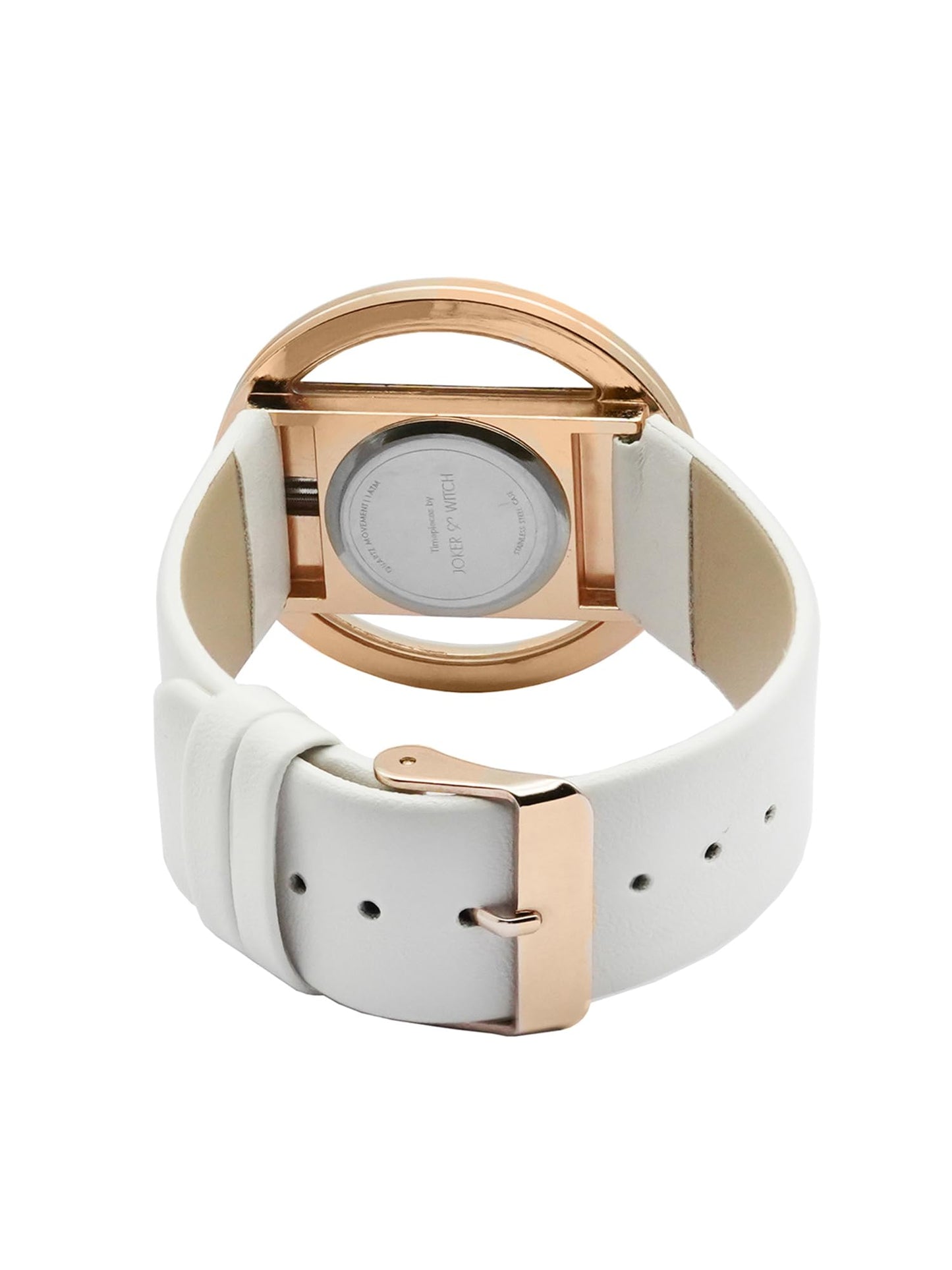 Joker & Witch Futuristic 44mm White Dial 22mm Faux Leather Strap Watch for Women