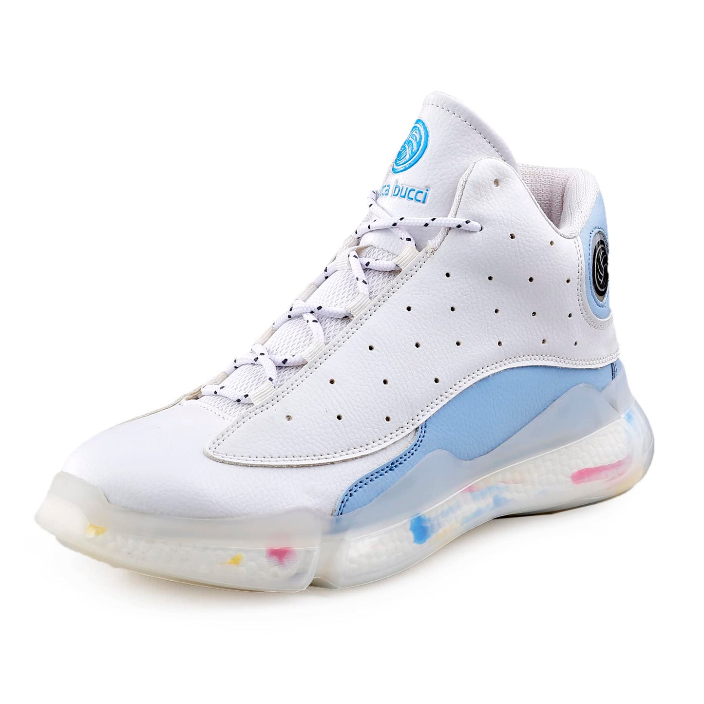 Bacca Bucci Mens Titan Mid Top Streetwear Sneakers With Pu Moulded Mid-Sole For Extra Traction & Comfort- White, Size Uk6