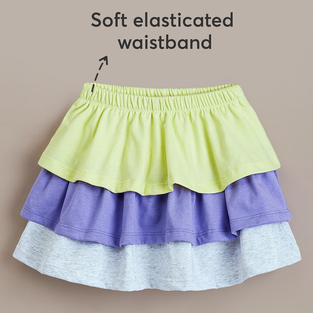 Hopscotch Girls Regular Fit Multi Color-Block Print Skirts