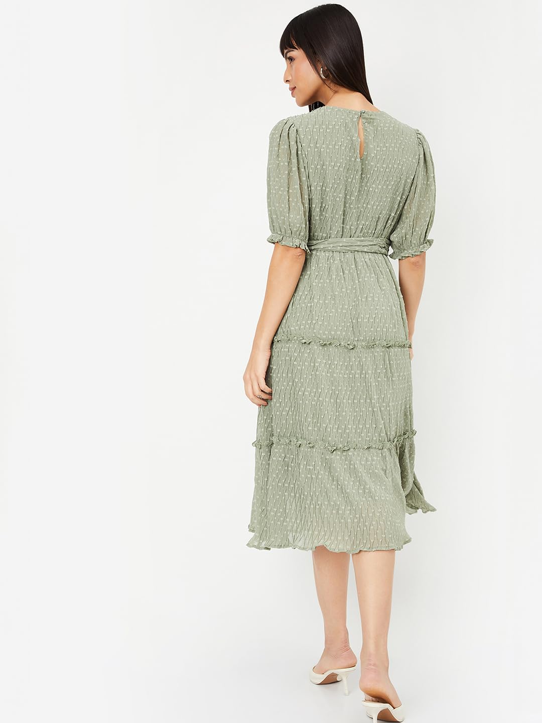 Max URB_N Women Textured Tiered Dress