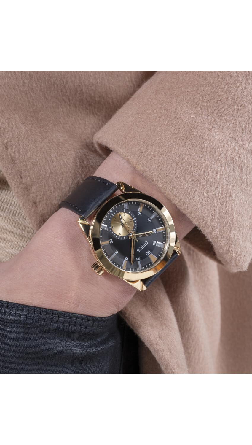 GUESS Leather Analog Black Dial Men's Watch-Gw0793G2