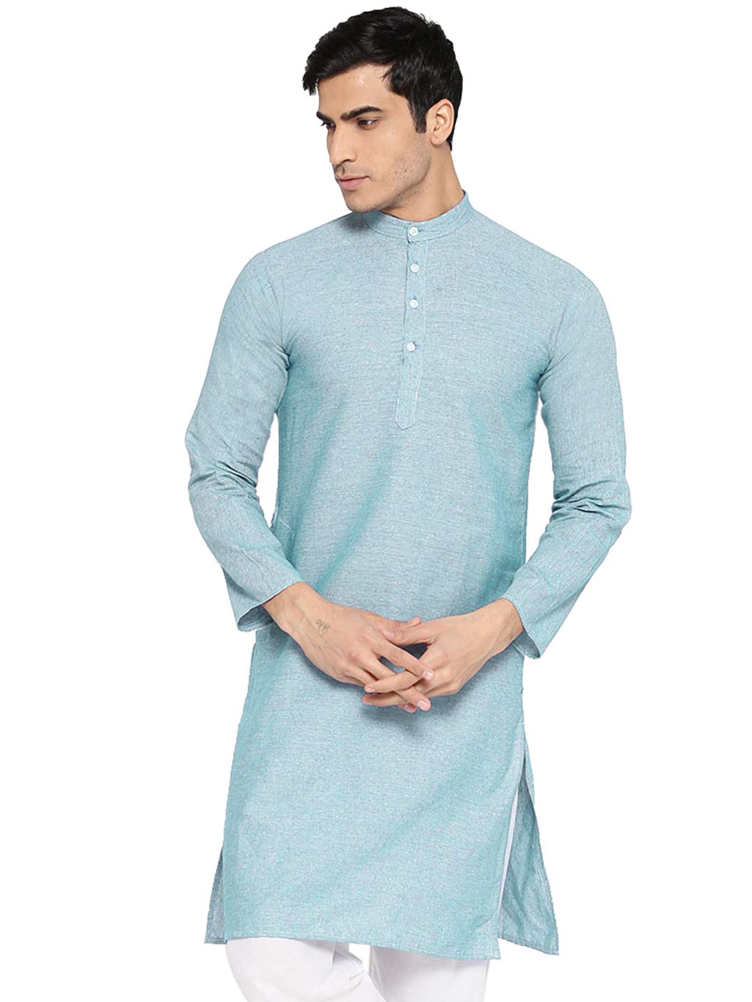 Vastraa Fusion Men's South Cotton Ragular Fit Kurta Pajama (VS1156D-36_Sky Blue_S)