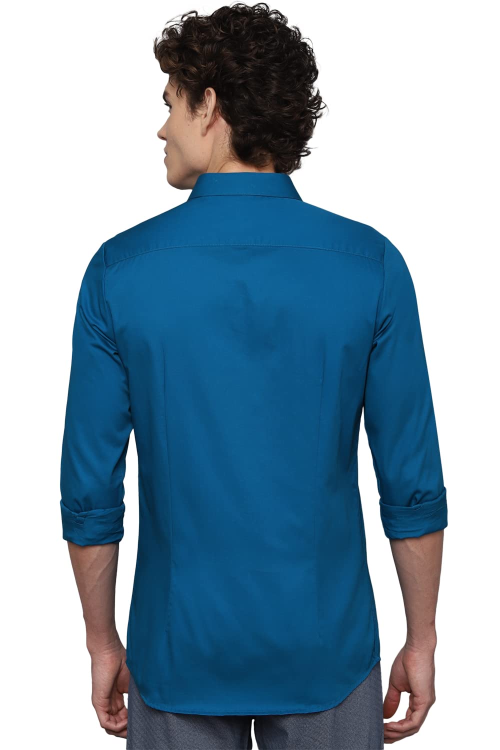 Allen Solly Men's Solid Regular Fit Shirt (ASSFQMOP403092_Blue 40)