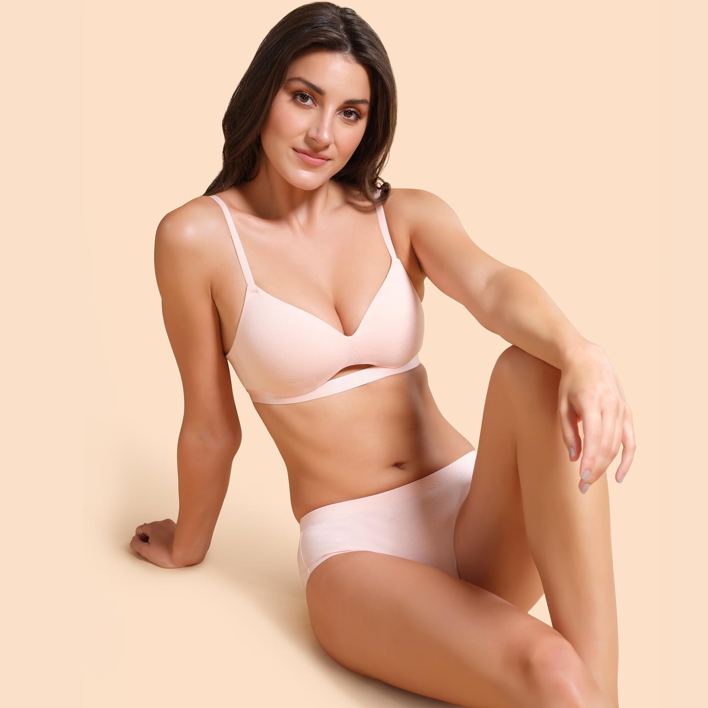 Enamor Women's Stretch Cotton Wire Free Non-Wired T-Shirt Padded Bra (EBCDAA032CHB36C_Cherry Blossom_36C)