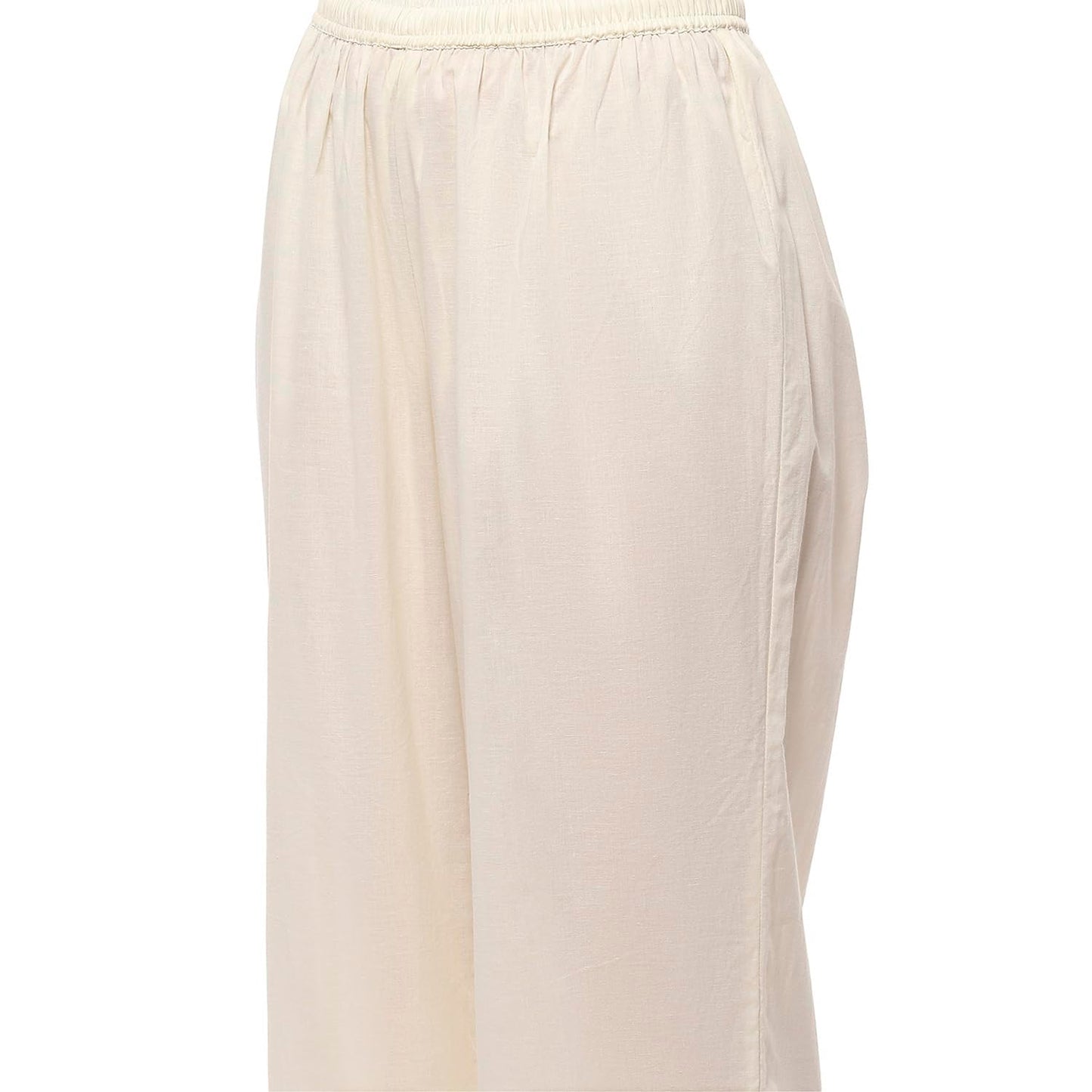 Biba Women's Cotton Kurta Set (SKDSTRA10507SS25OWHT_Off White