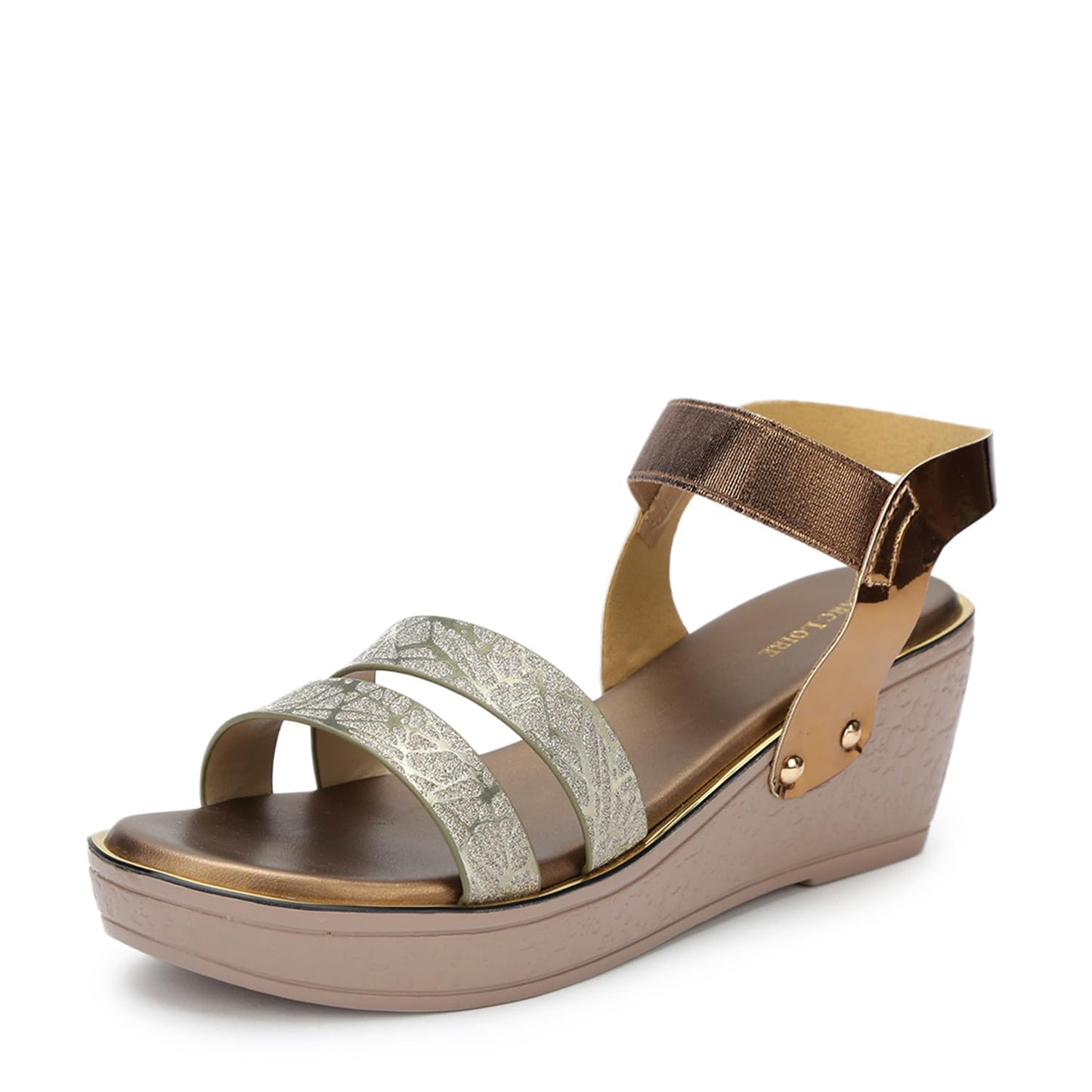 Marc Loire Women Open Toe Double Straps Platform Heels (Copper, Numeric_5)