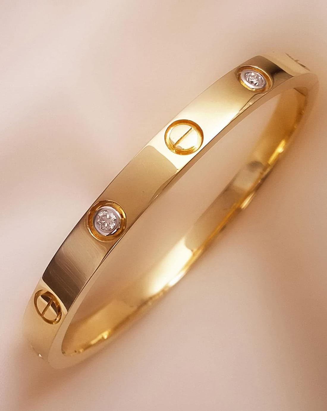 Shining Diva Fashion Latest Stylish Stainless Steel Crystal Gift Bracelet for Women and Girls (15744b)(Gold) Anti Tarnish Jewellery