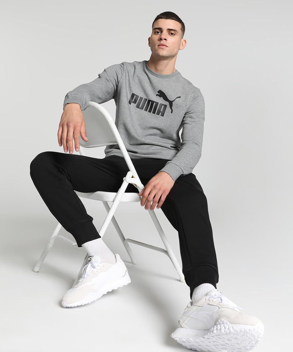 Puma Men's Cotton Crew Neck Sweatshirt (680590_Medium Gray Heather
