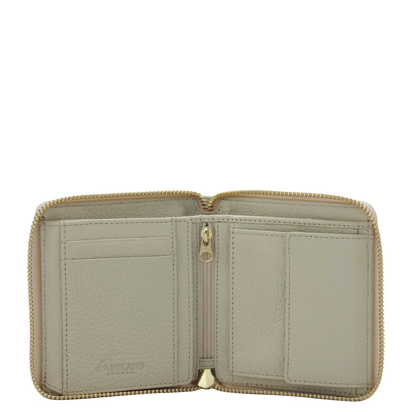 Da Milano Small Leather Wallet for Women – Butter – Genuine Leather Zipper Wallet with Card Slots, Compartments & Pockets
