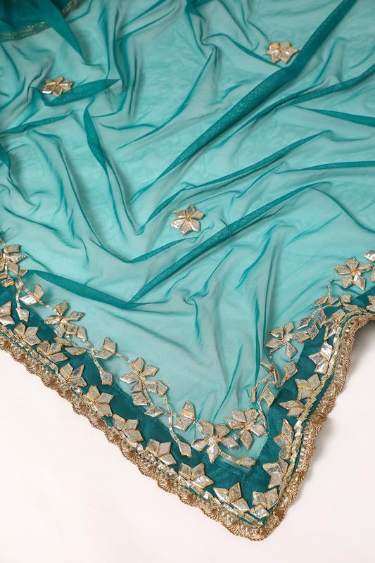 Soch Womens Teal Dupion Silk Ghagra Choli