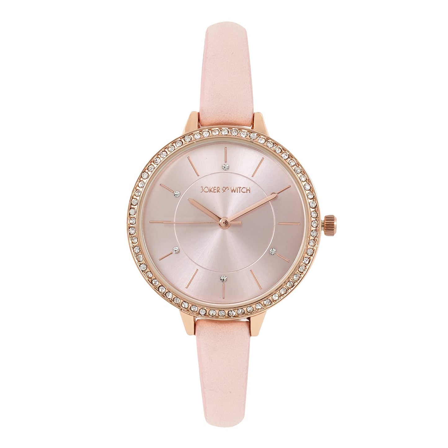Joker & Witch Sunrise 36mm Pink Dial 10mm Pink Faux Leather Watch for Women