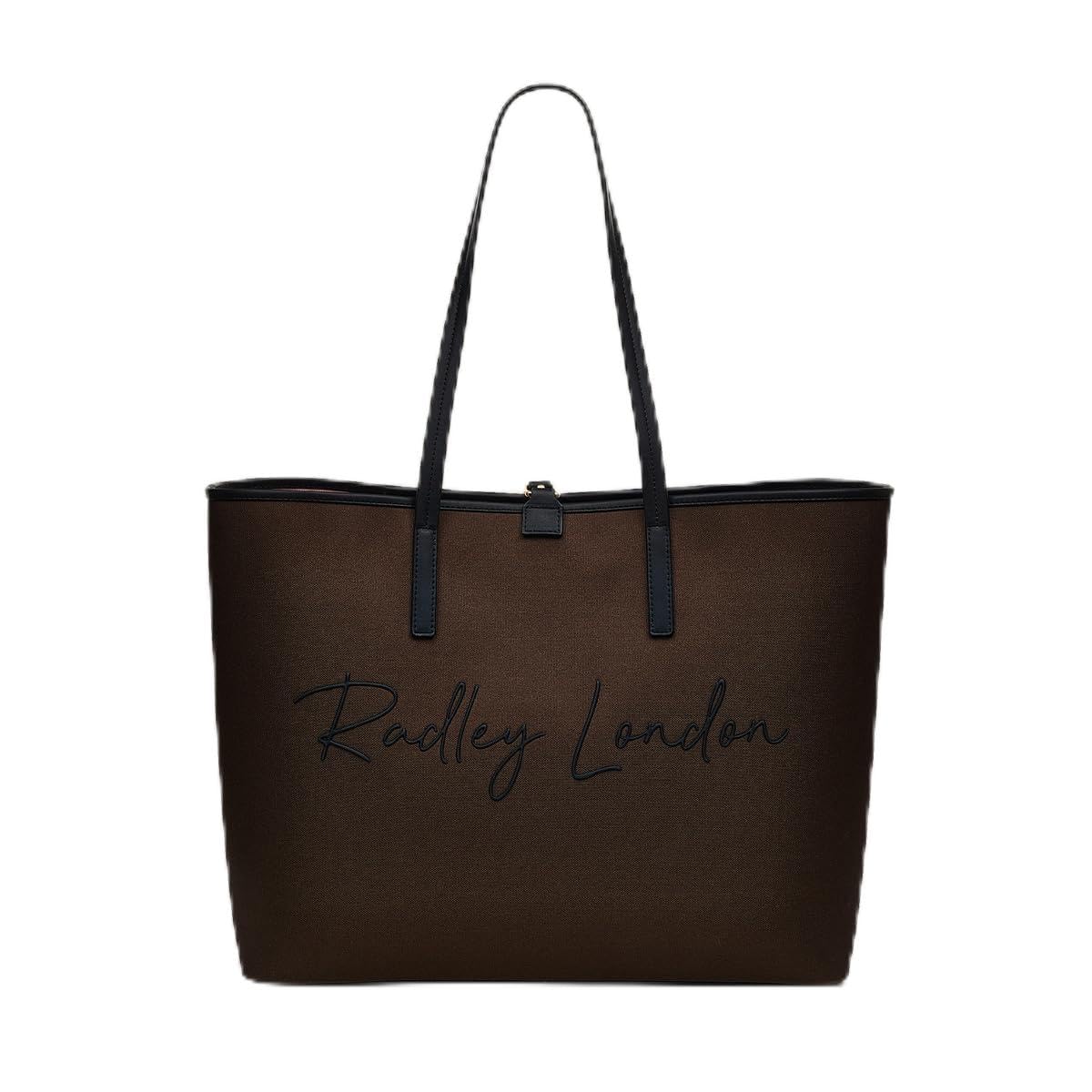 RADLEY London Addison Gardens Signature Responsible Women’s Large Recycled Fabric Open Top Tote Bag, Dark Oak, Large