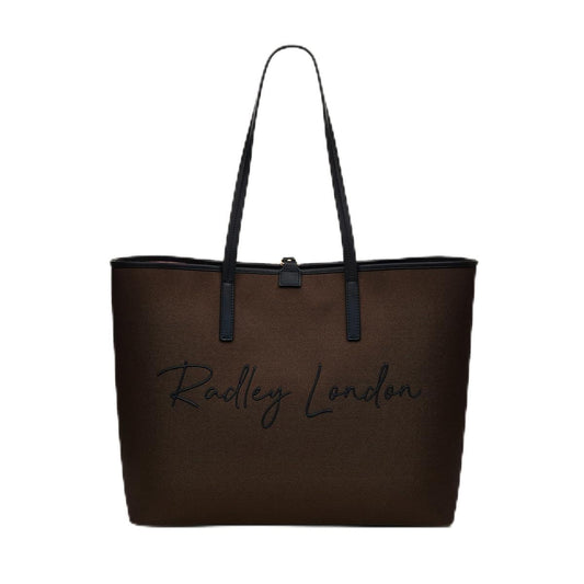 RADLEY London Addison Gardens Signature Responsible Women’s Large Recycled Fabric Open Top Tote Bag, Dark Oak, Large