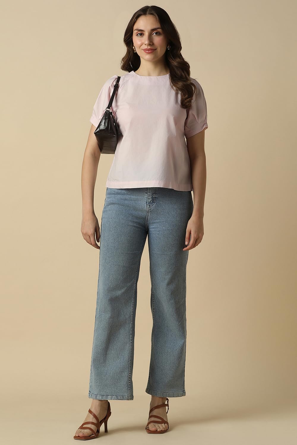 Women Light Pink Solid Casual Top
