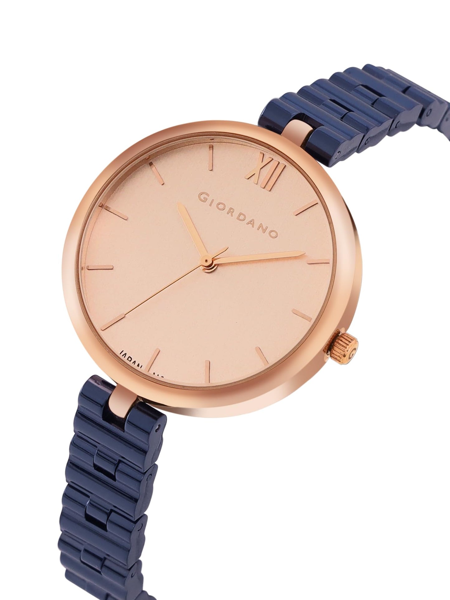 Giordano Formal Analog Watch for Women's Elegant Dial Style Water Resistant Casual Watch Round Shape with Metal Case Wrist Watch for Women/Ladies/Girls to Compliment Your Look - GD4205 (Rose Gold)