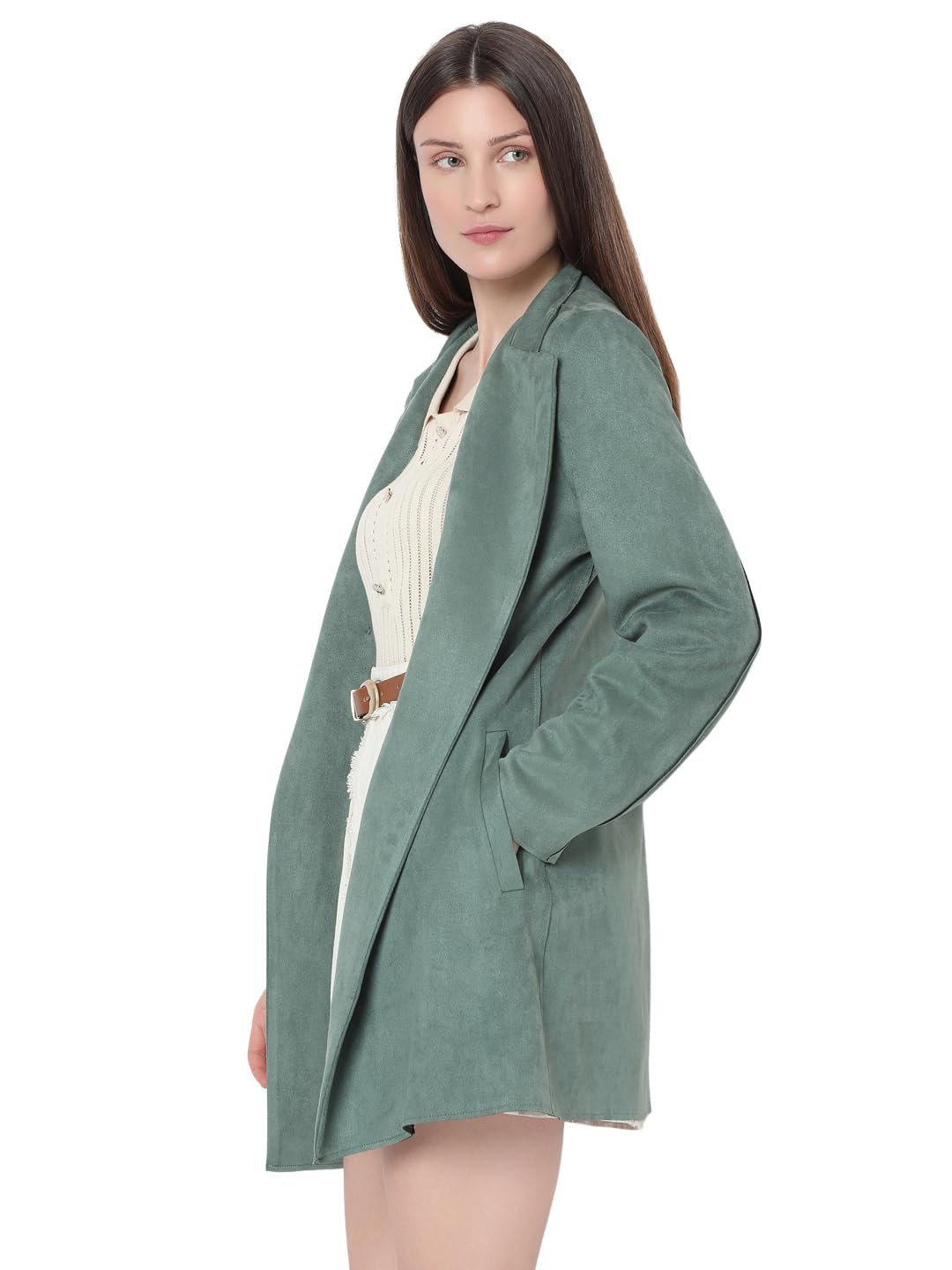 VERO MODA Women's Regular Fit Green Coat