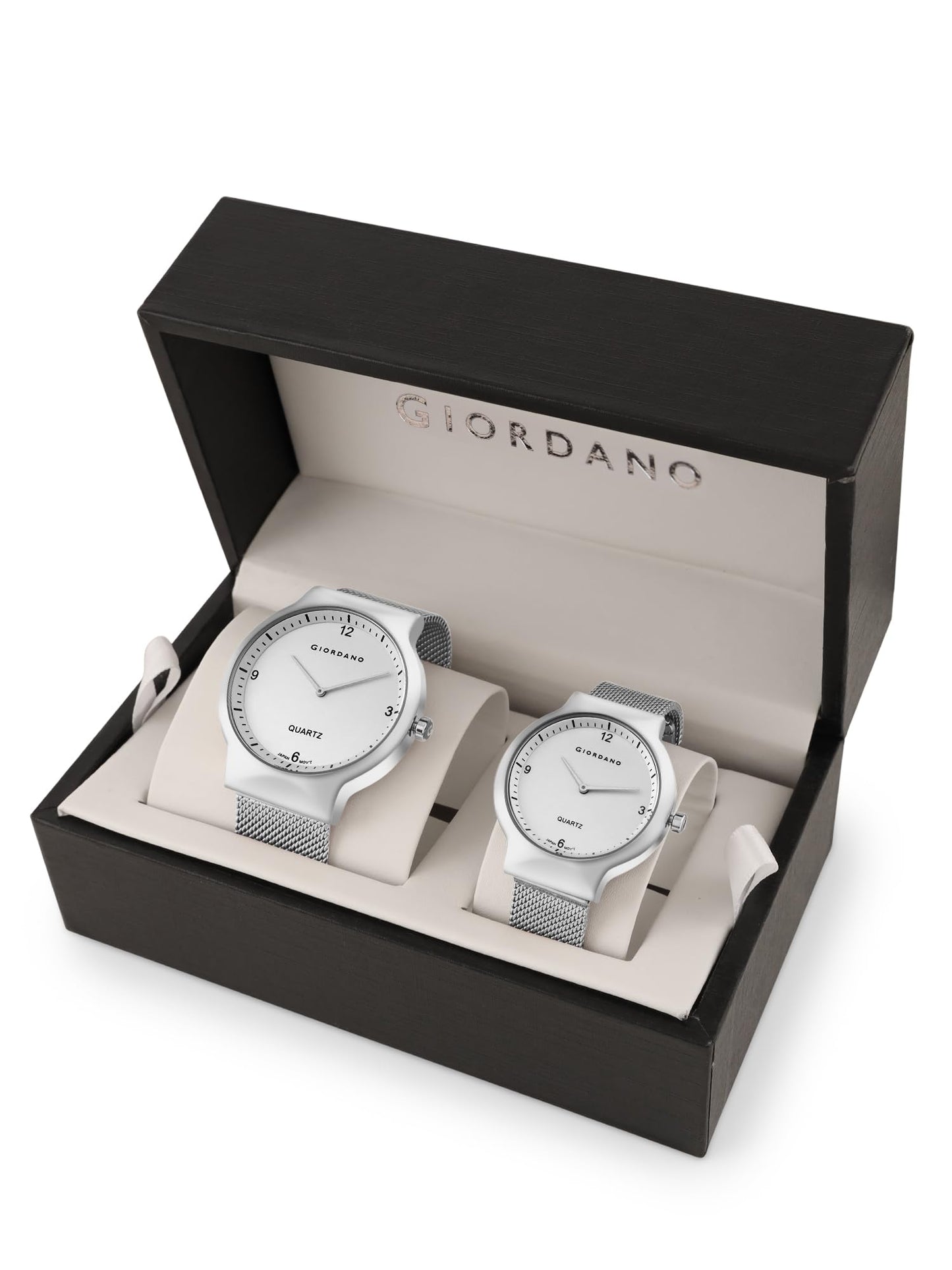 Giordano Analog Stylish Pair Wrist Watch for Couples Water Resistant Fashion Watch Round Shape with 2 Hand Mechanism to Compliment Your Look/Ideal Gift for Men & Women - GZ-987-SET