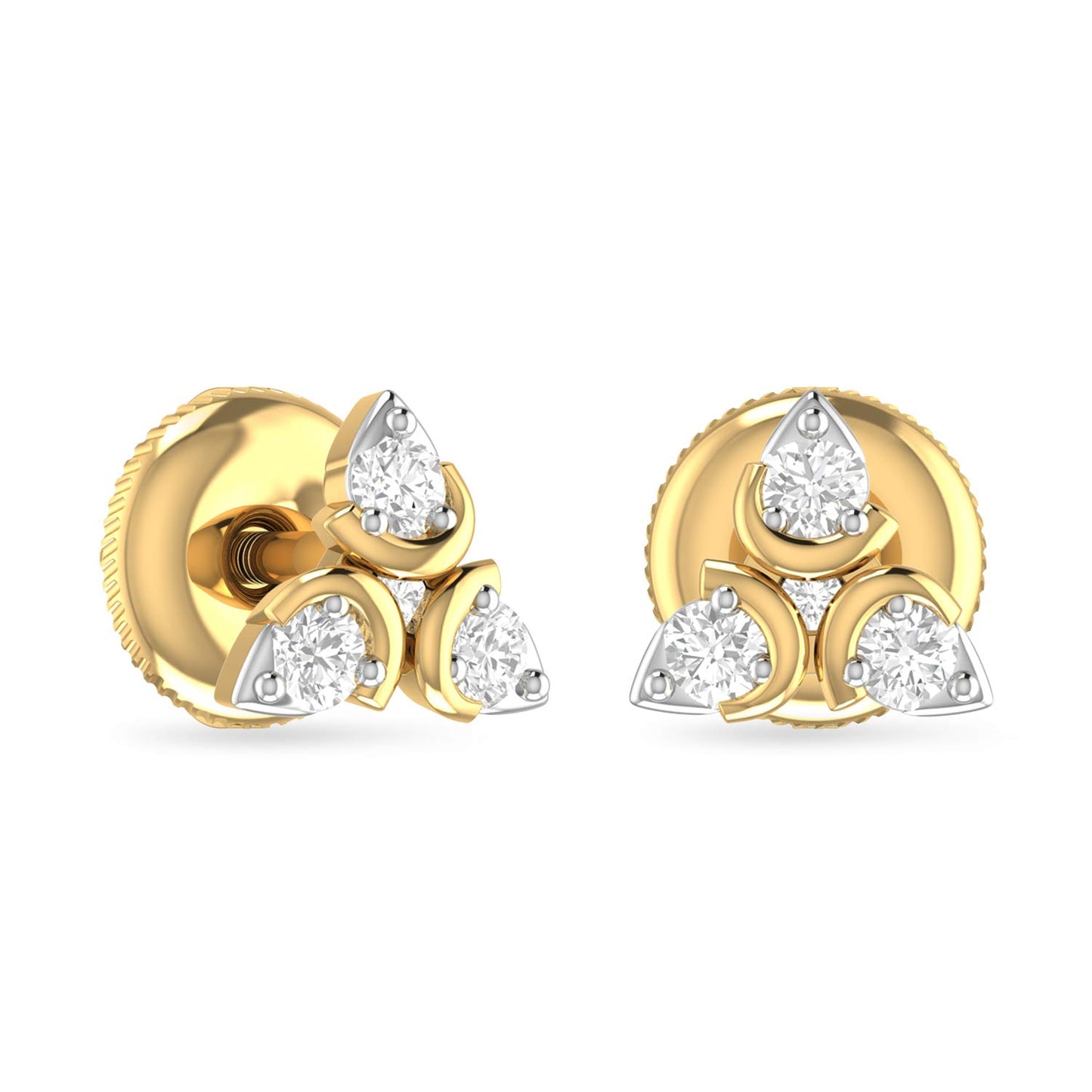 PC Jeweller 18k (750) Yellow Gold and Diamond Stud Earrings for Women