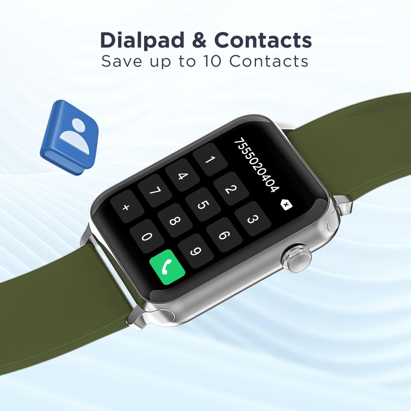 boAt Wave Call Smart Watch w/Bluetooth Calling, 1.69" (4.2 cm) HD Display w/ 550 NITS & 70% Color Gamut, 150+ Watch Faces, Multi-Sport Modes,HR,SpO2, IP68(Forest Green)