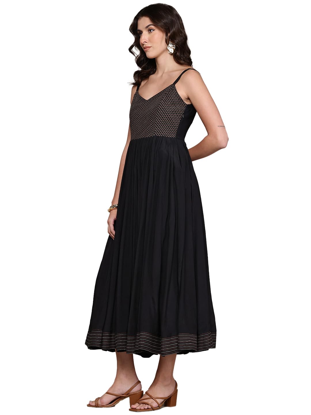 Ritu Kumar Black Flowret Dress with Shrug