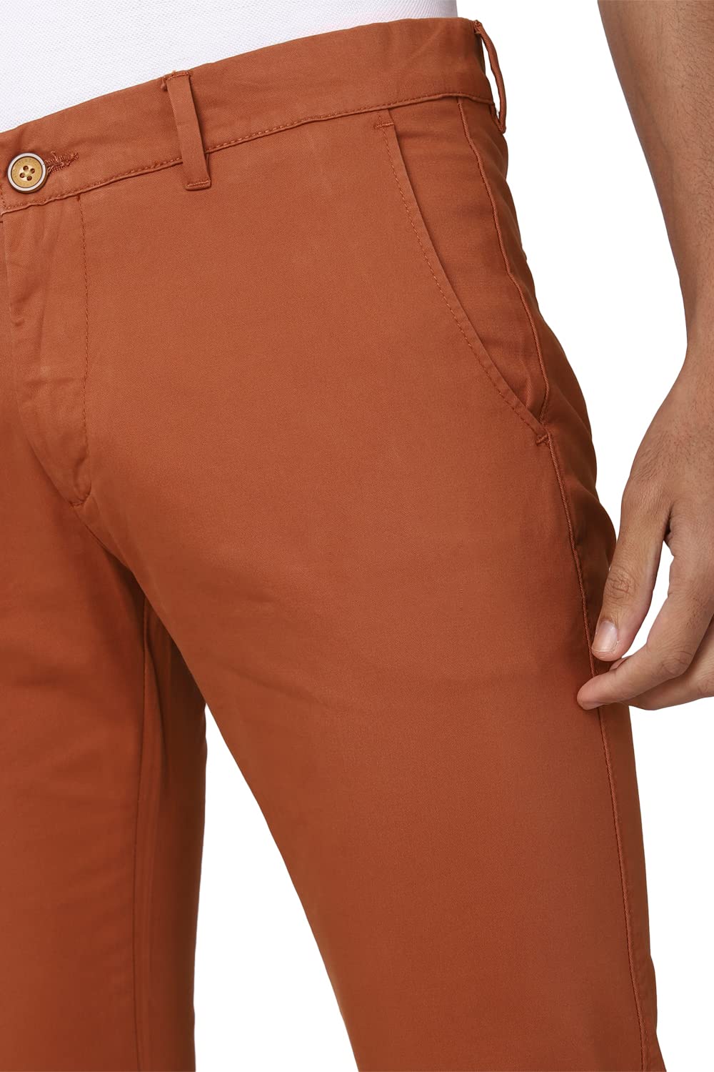 Peter England Brown Solid Trouser