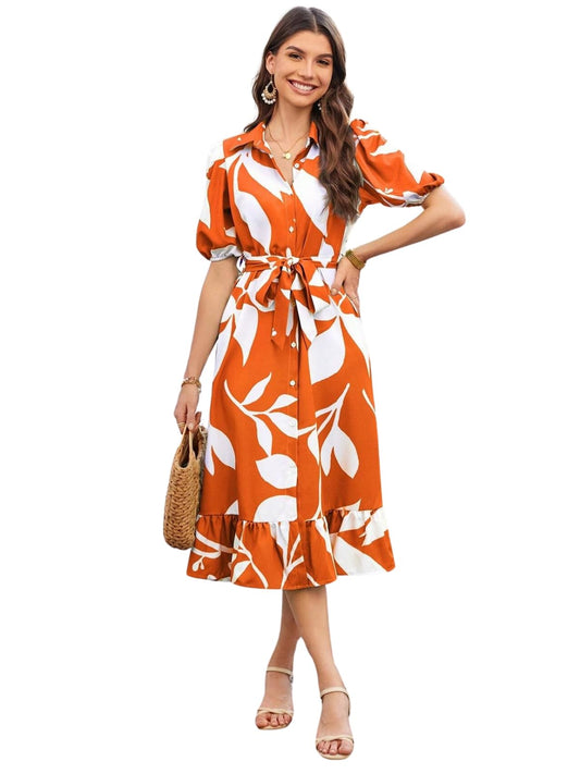 GRECIILOOKS Rayon Fit and Flare Below The Knee One Piece Maxi Bodycon Dresses Midi Dress for Women (GL-WD1214_Orange