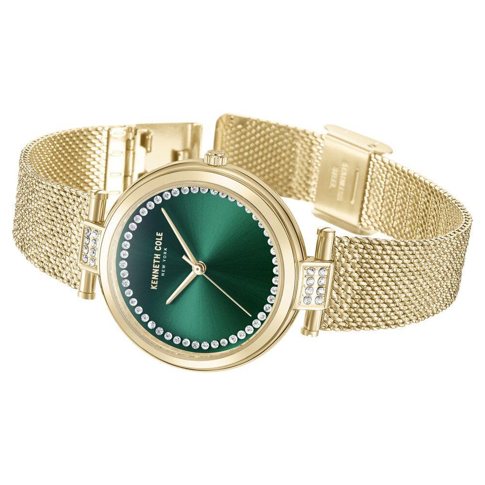 Kenneth Cole Quartz Analog Green Dial Golden Stainless Steel Strap Watch for Women-KCWLG0026801LD
