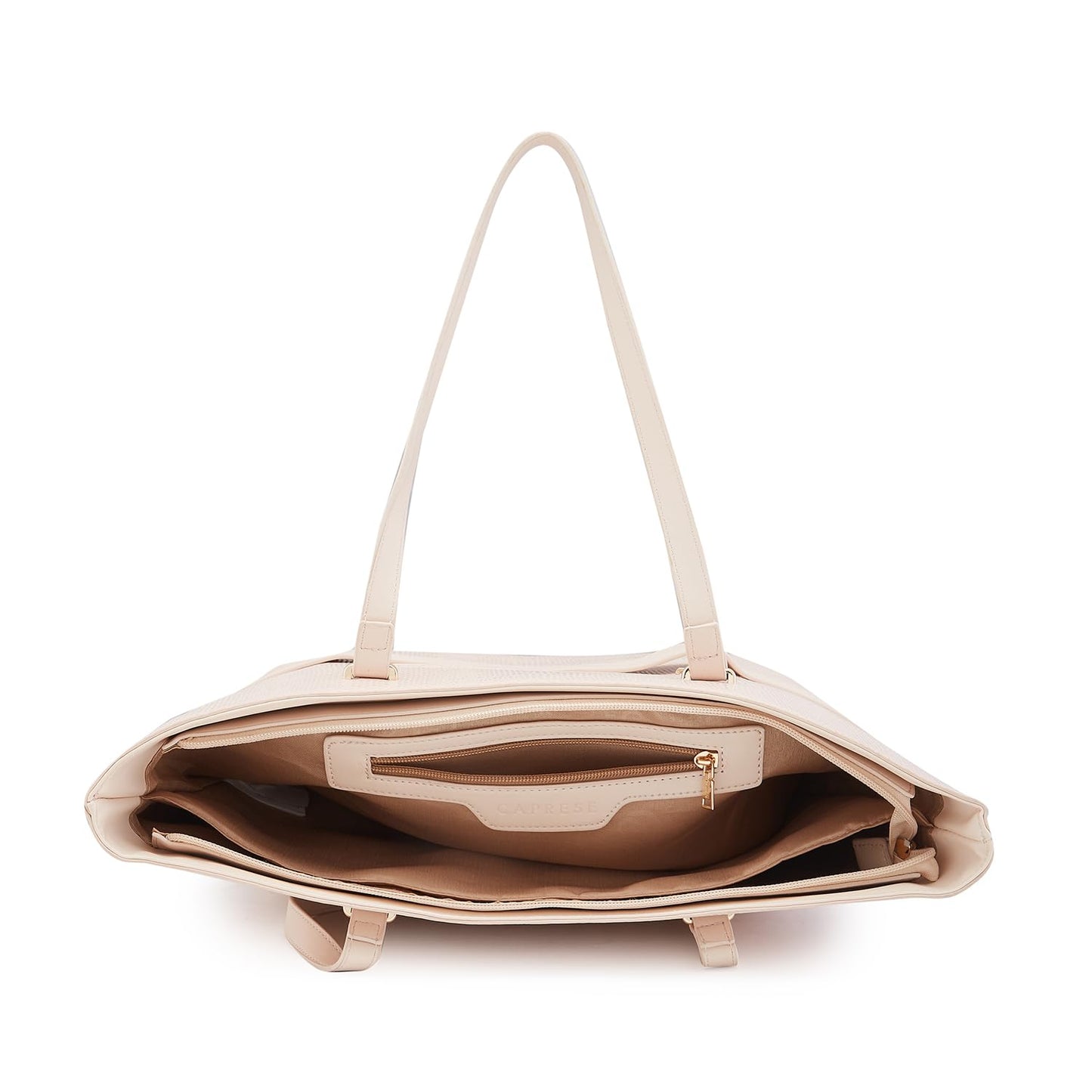 Caprese Roima Tote Bag, Large-Beige | Stylish Handbag for Women | Spacious, Versatile Office & Daily Essentials Tote | Top Zip Closure