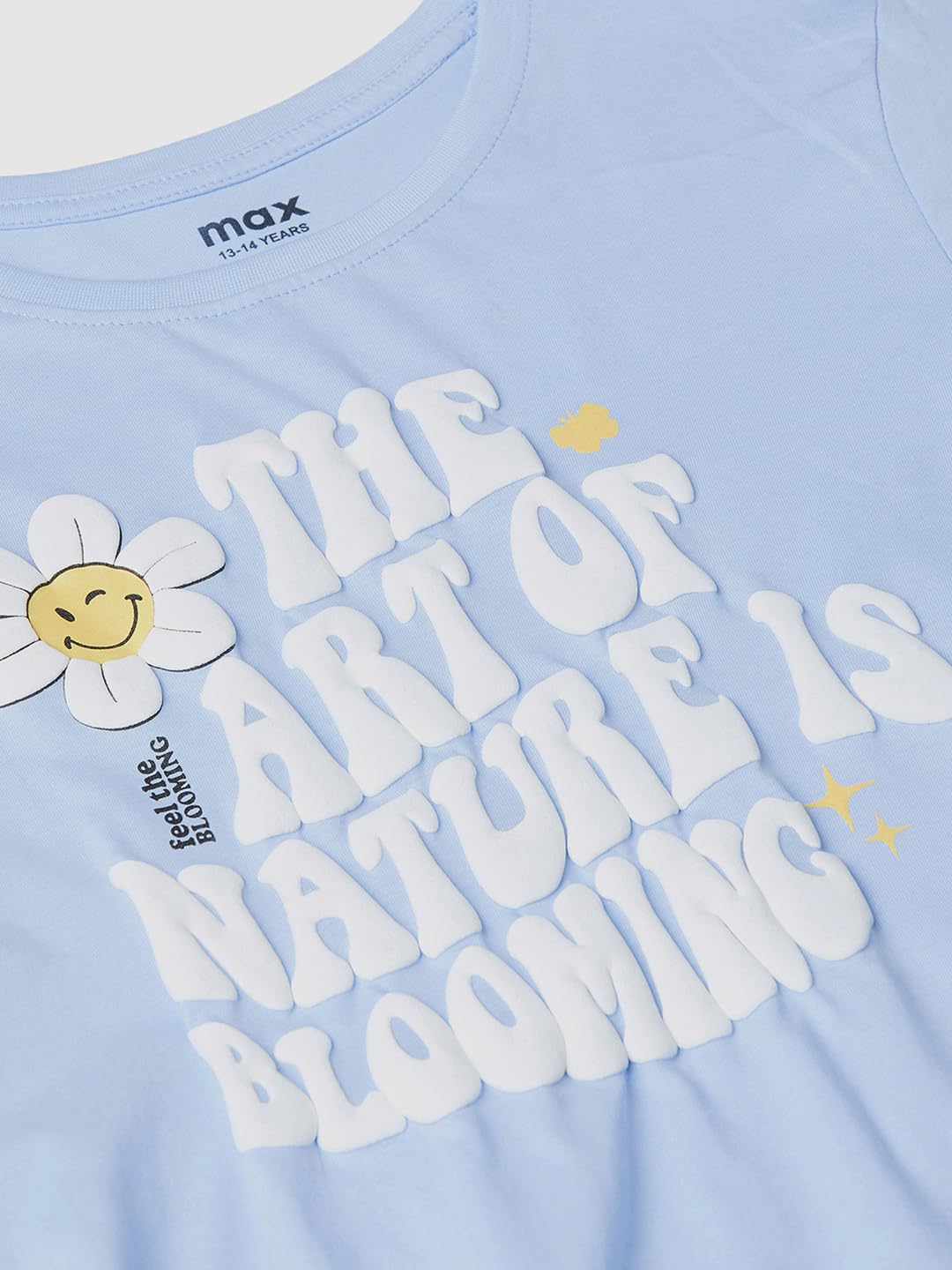 Max Girl's Regular Fit T-Shirt (S24EBT32_Light Blue_9-10Y