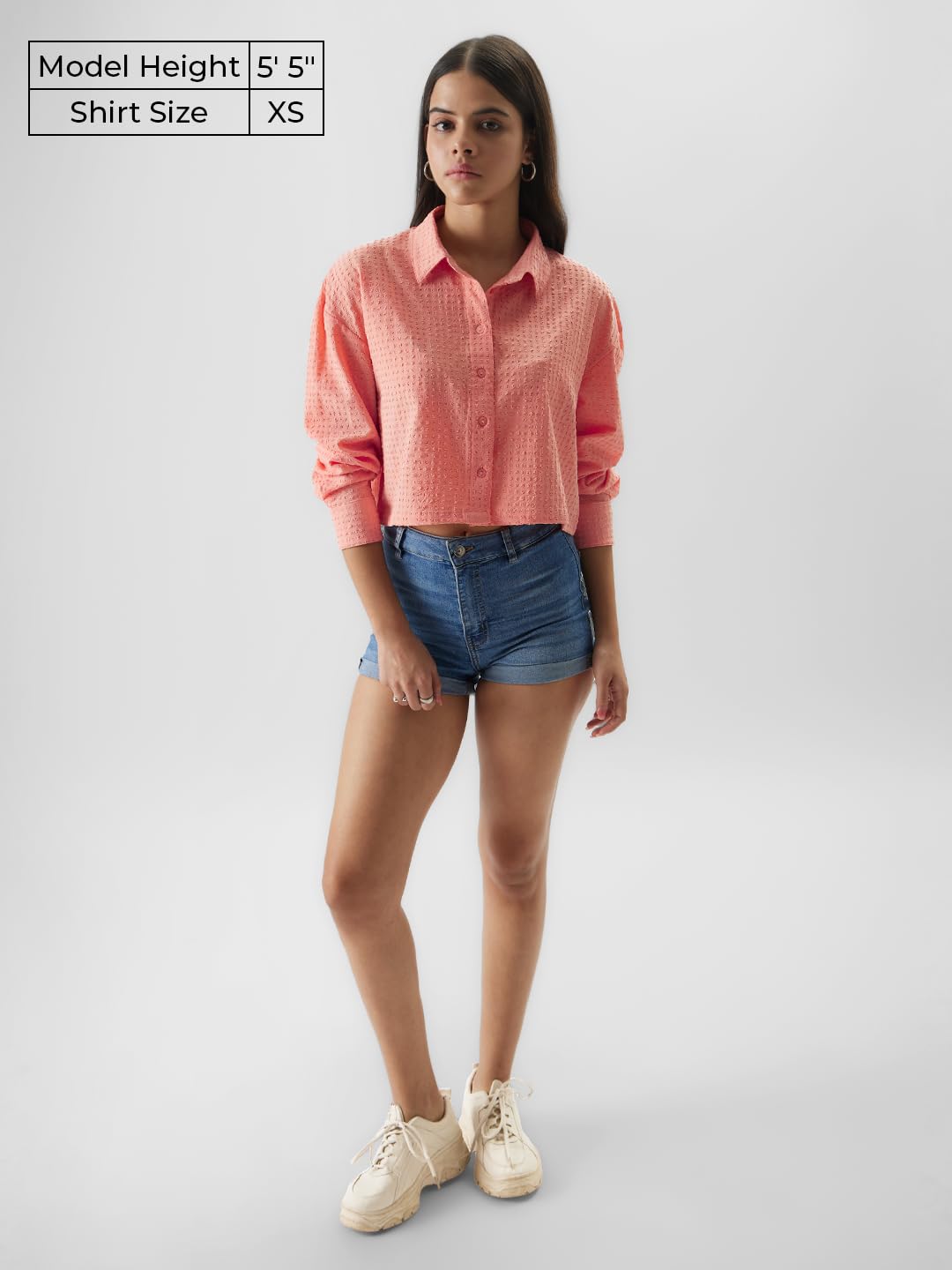 The Souled Store Original Pink Pixels Cotton Cropped Shirts for Women Cropped Shirts Fashionable Trendy Graphic Prints Pop Culture Merchandise Shirts Casual Button-Down Half Sleeve Printed Graphic