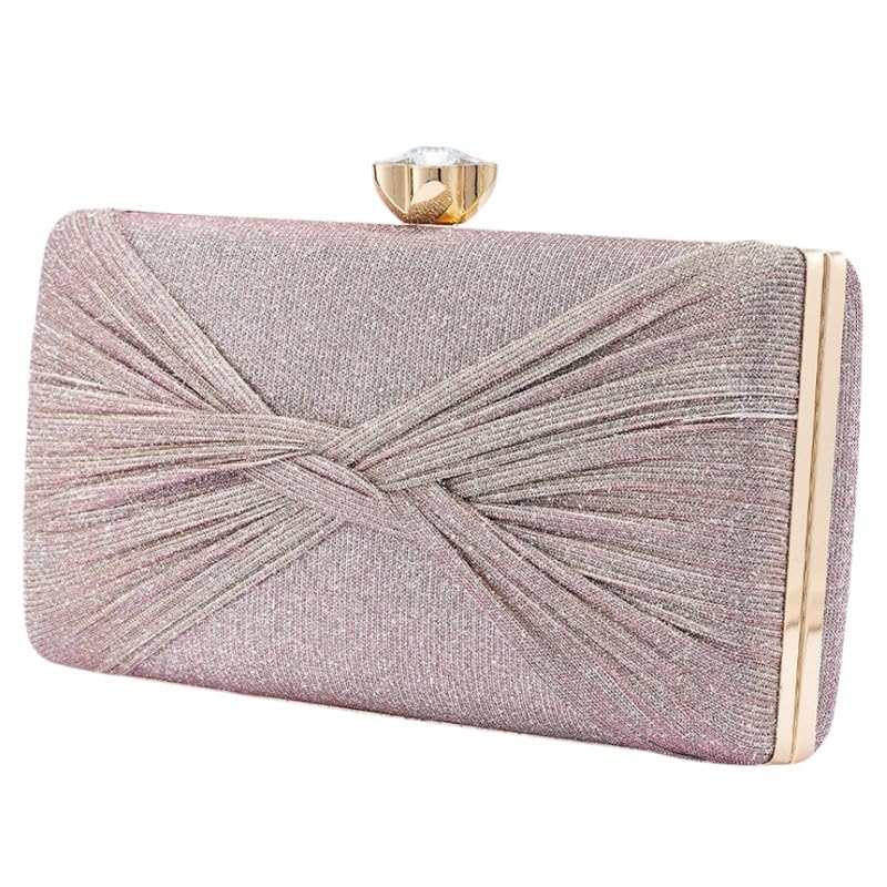 Mastyle® Pleated Bow Handbag For Women With Small Square Shape And Glitter Surface