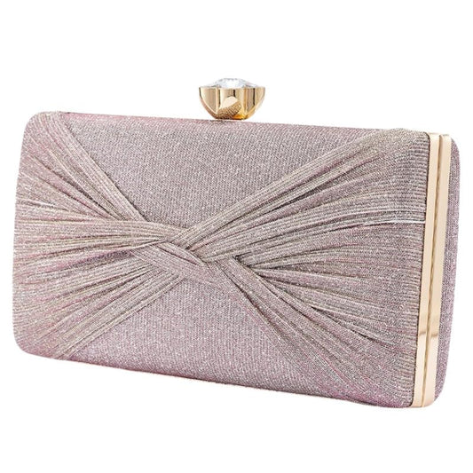Mastyle® Pleated Bow Handbag For Women With Small Square Shape And Glitter Surface