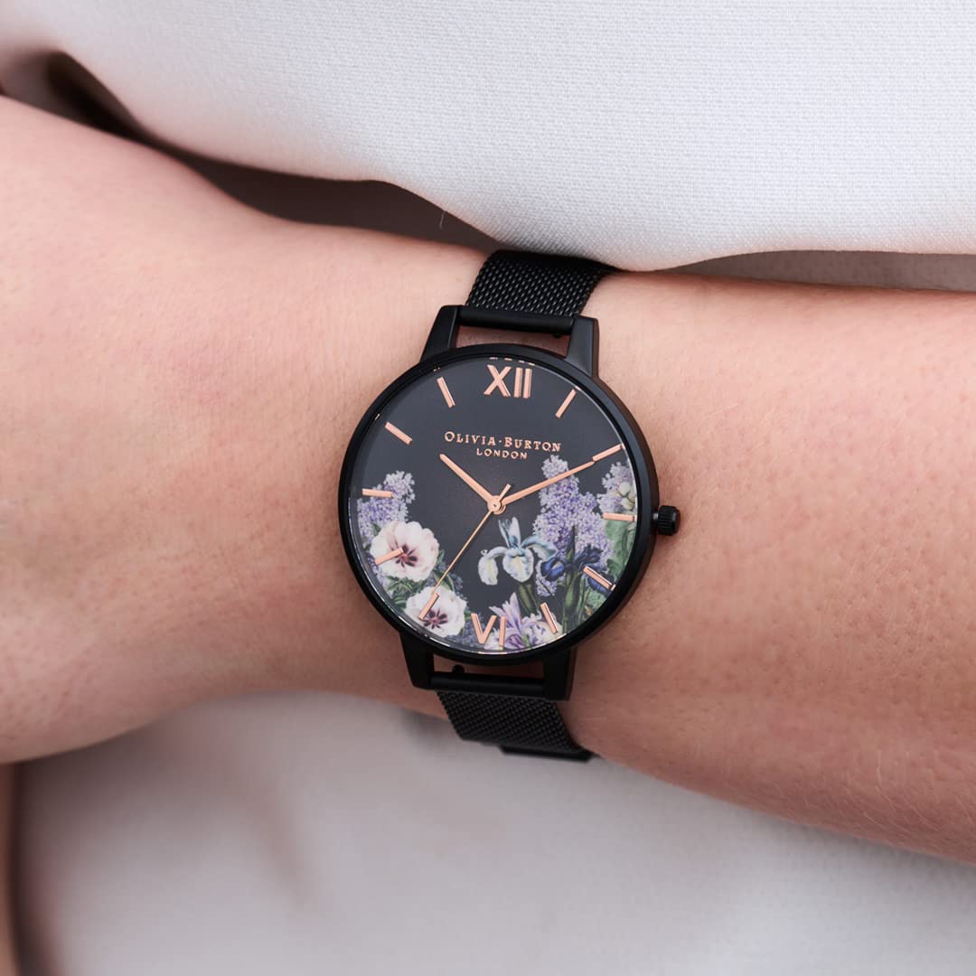 Olivia burton Secret Garden Analog Black Dial Women's Watch-OB16FS116