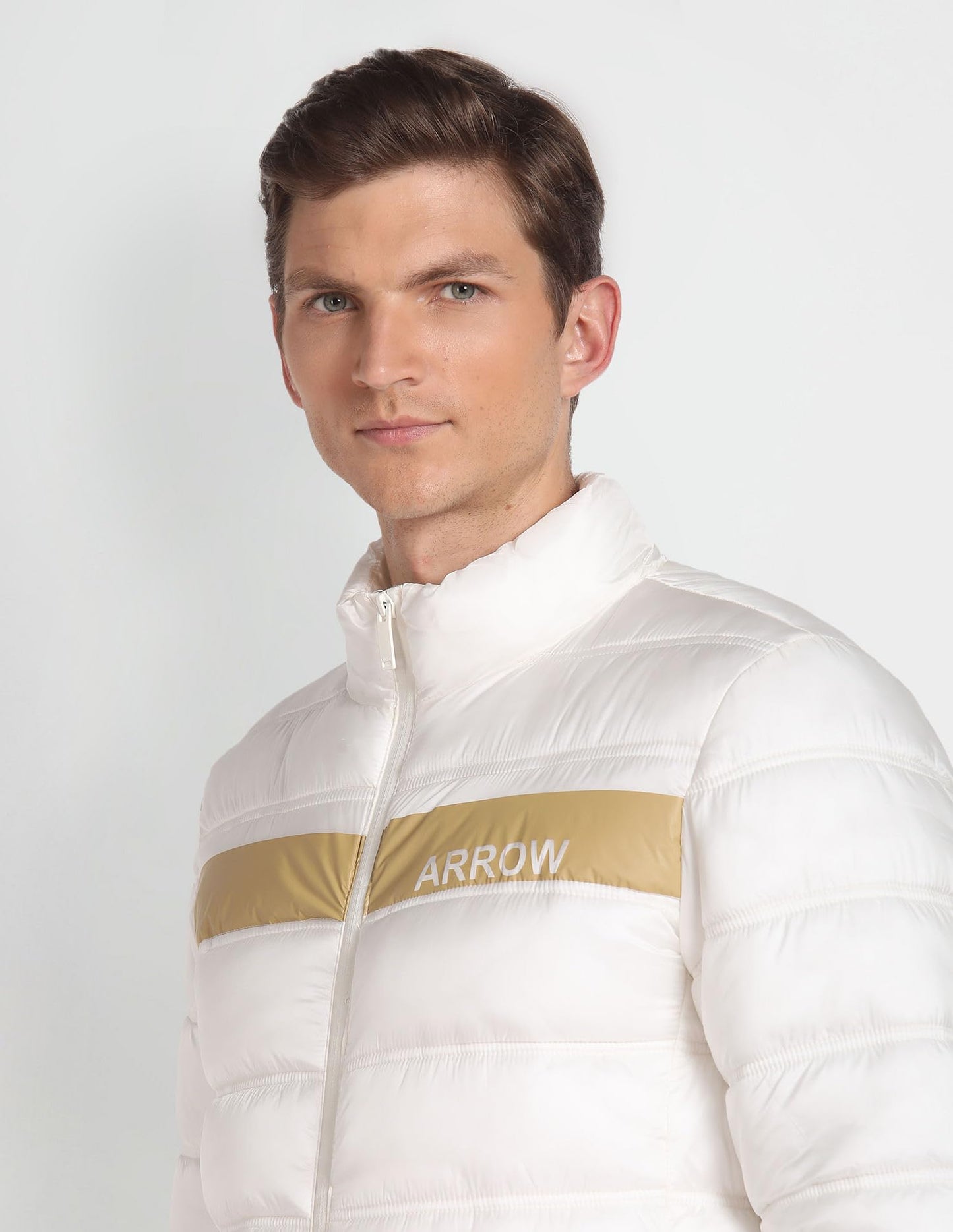 Arrow Men's Puffer Jacket (ASAGJK4749_Off White