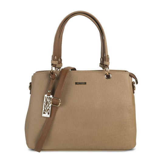 Metro Women Beige Faux Leather Handbag with Detachable Sling (66-7852)