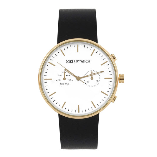 Joker & Witch Leather Miami White Dial Black Pu Analogue Watch For Men