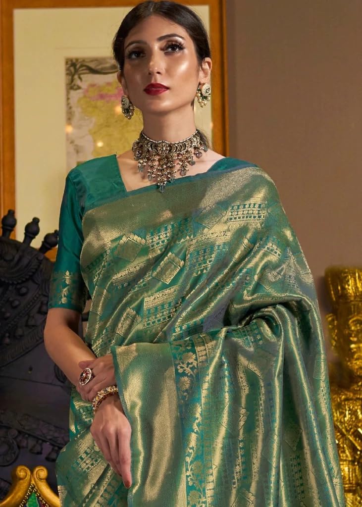 Swornof Women's Chanderi Linen Saree (Cottonlleave-8888_Pista)