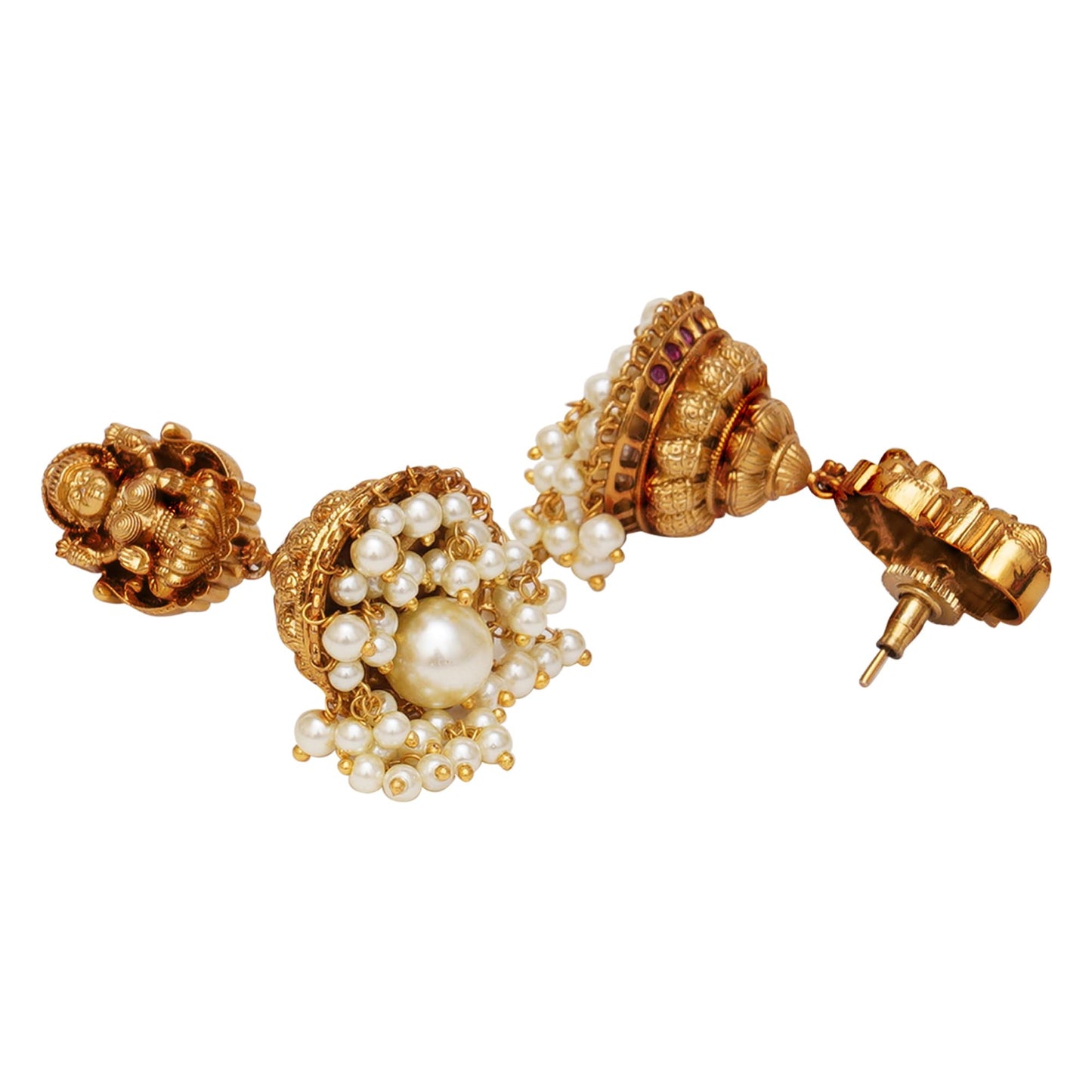 VOYLLA Gold Opulence Gold Plated Goddess Lakshmi Motifs Faux Pearls Lavish Jewellery Set For Women|Womens Jewellery Set|Gift For Women|Womens Gift|Gift For Her|