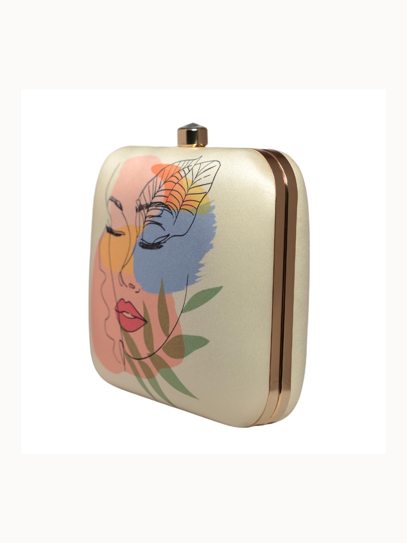 Artklim Multicolor Face Art Printed Evening Box Clutch - Lightweight Purse - Hard Case Handbag for Formal Occasions - Gift for Girlfriend