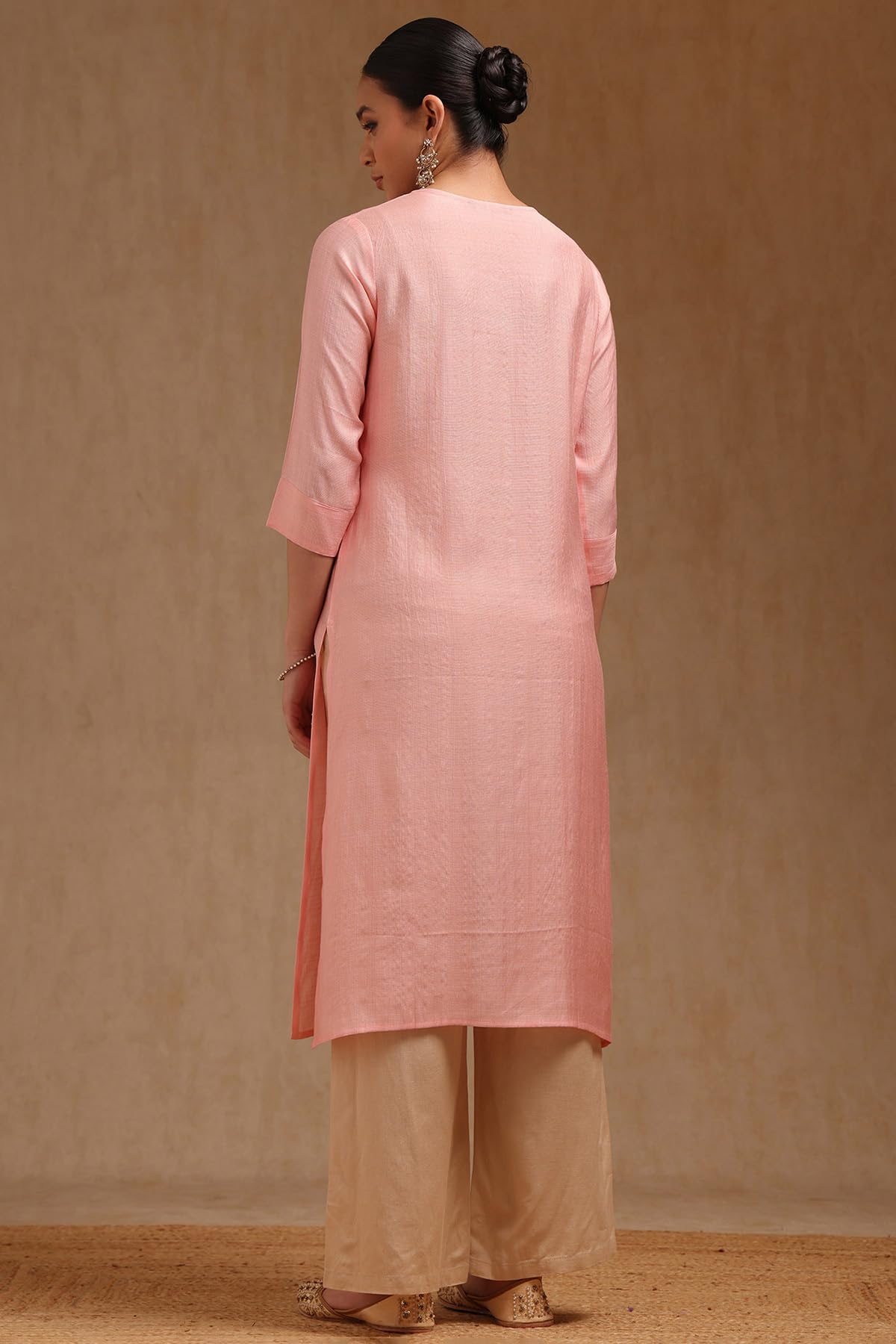 Soch Womens Pink Gadwal Embroidered Kurta with Thread Work