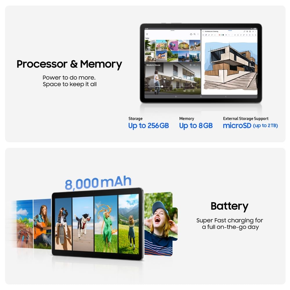 Samsung Galaxy Tab S10 Lite with AI, S Pen in-Box, 27.7 cm (10.9 inch) TFT LCD Display, 8 GB RAM, 256 GB Storage, Wi-Fi + 5G Tablet, Gray