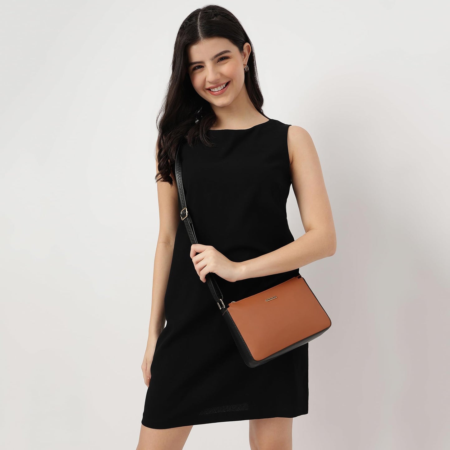 Fastrack Sling Bag For Women | Faux Leather Sling With Zip Closure | Adjustable Strap and Multiple Pockets For Easy Storage| Trendy Handbags For Women
