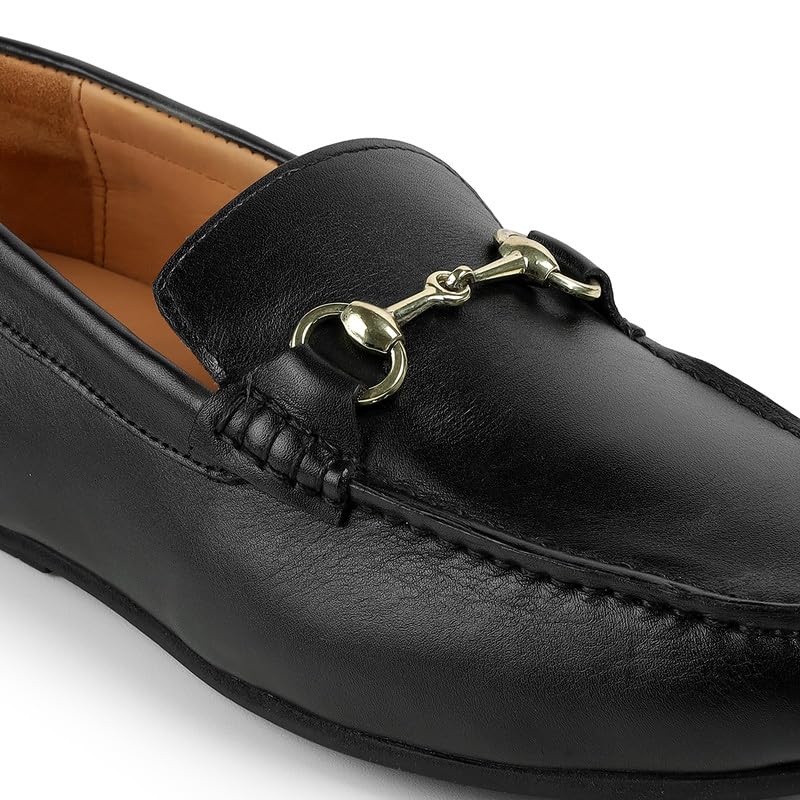 tresmode Slok Men's Black Leather Loafers Shoe in Size 7 UK (41 EU)