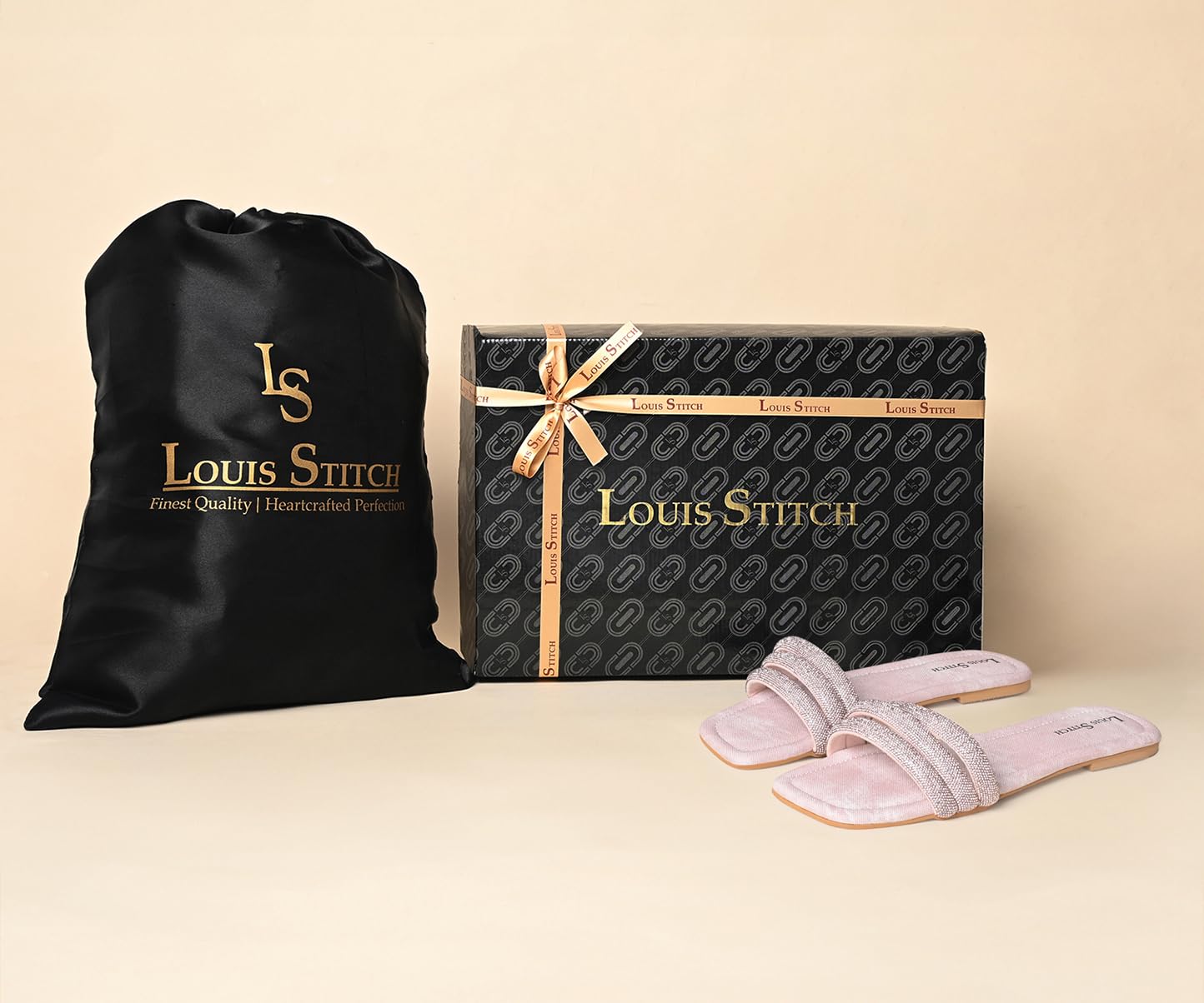 LOUIS STITCH Women’s Fashion Flat Slip-On Sandals | Open Toe Shiny Strap Flat Slipper for Ladies, Comfortable All day Wear Slipper | LDSL-GLST