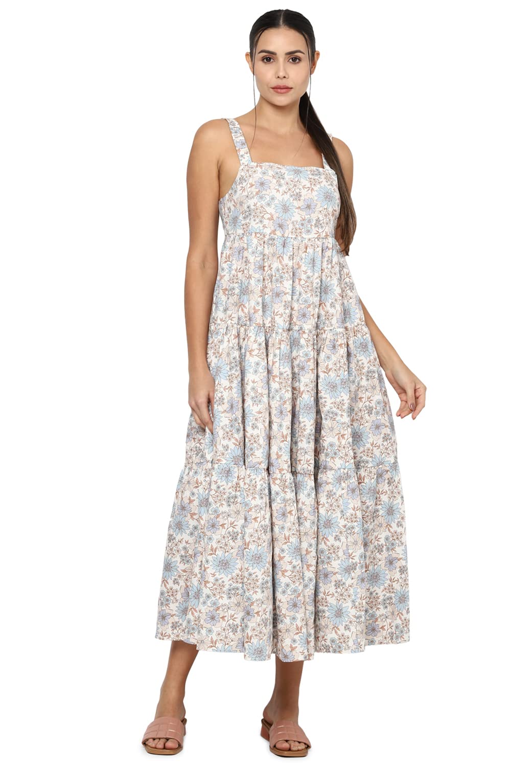 American Eagle Women's Cotton Modern Maxi Dress (WES0396648900_Multi-Colored