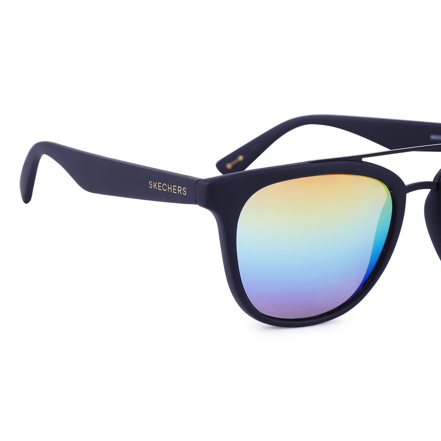 Skechers UV Protected Black Geometric Full rim Round Sunglasses for Men and Women - SE6029 52 02Z (52mm)